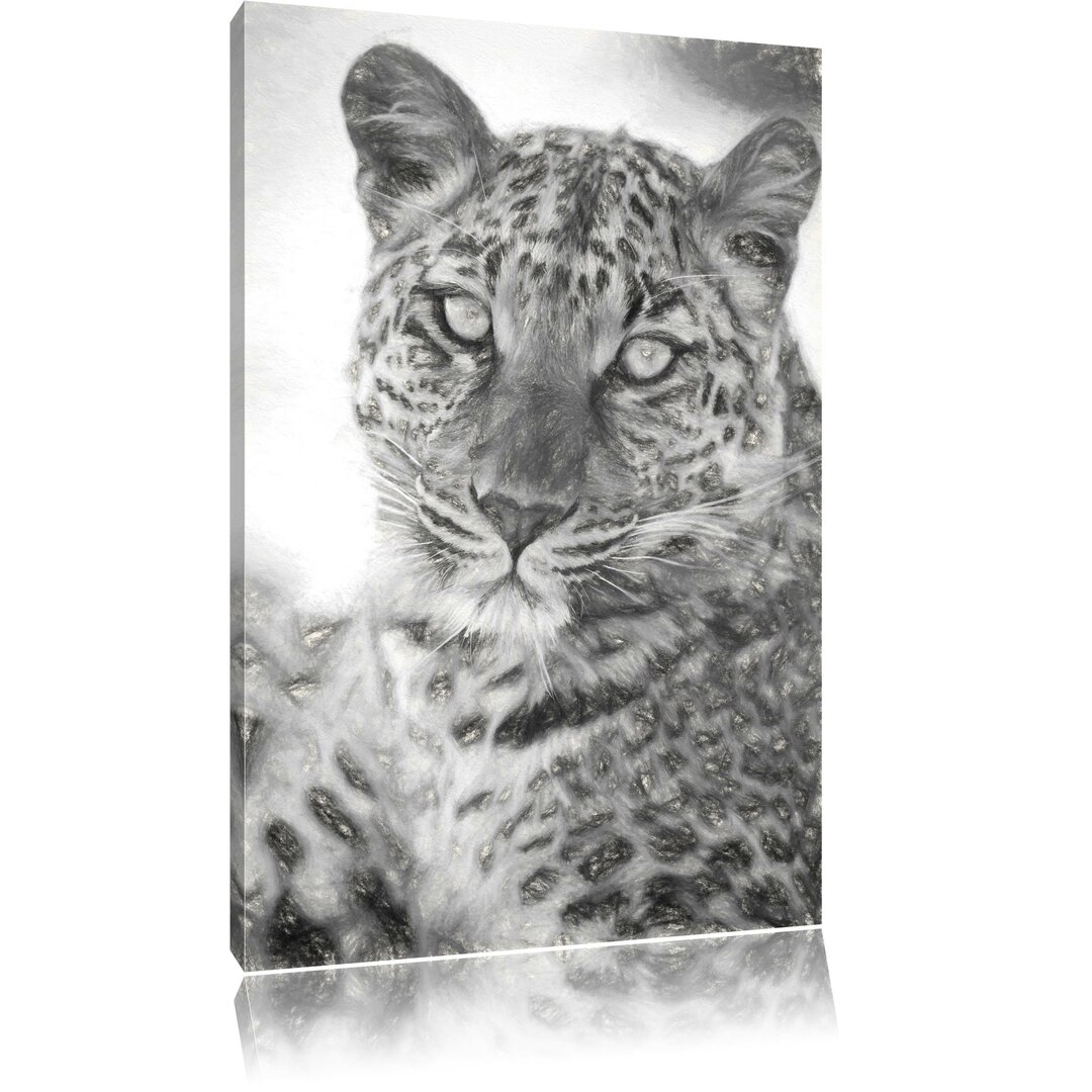 Leinwandbild Schöner Leopard in Schwarz/Weiß