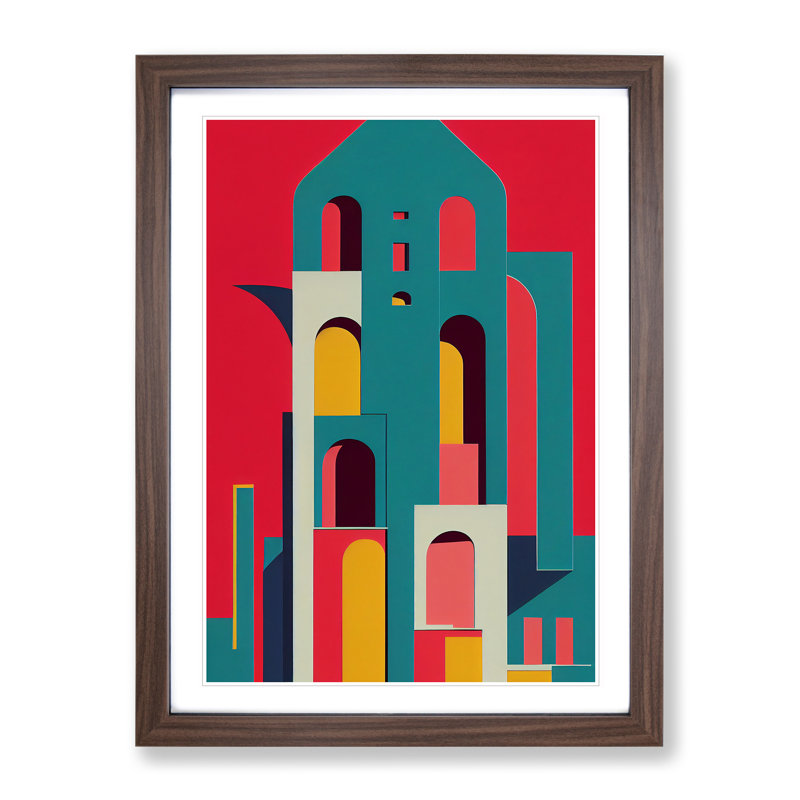 Bold Architecture No.2 Abstract - Wall Art, 48cm H x 36cm W, Walnut Framed, White