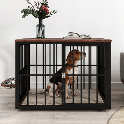 Cage pour chien empilable en métal 39 "/ 43" avec bols d'alimentation, 3 portes