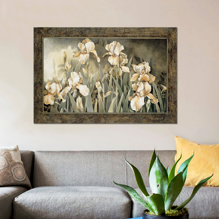«Field Of Irises», impression sur toile, H 26 po x l 40 po x P 1,5 po, Pas de tapis, Toile tendue