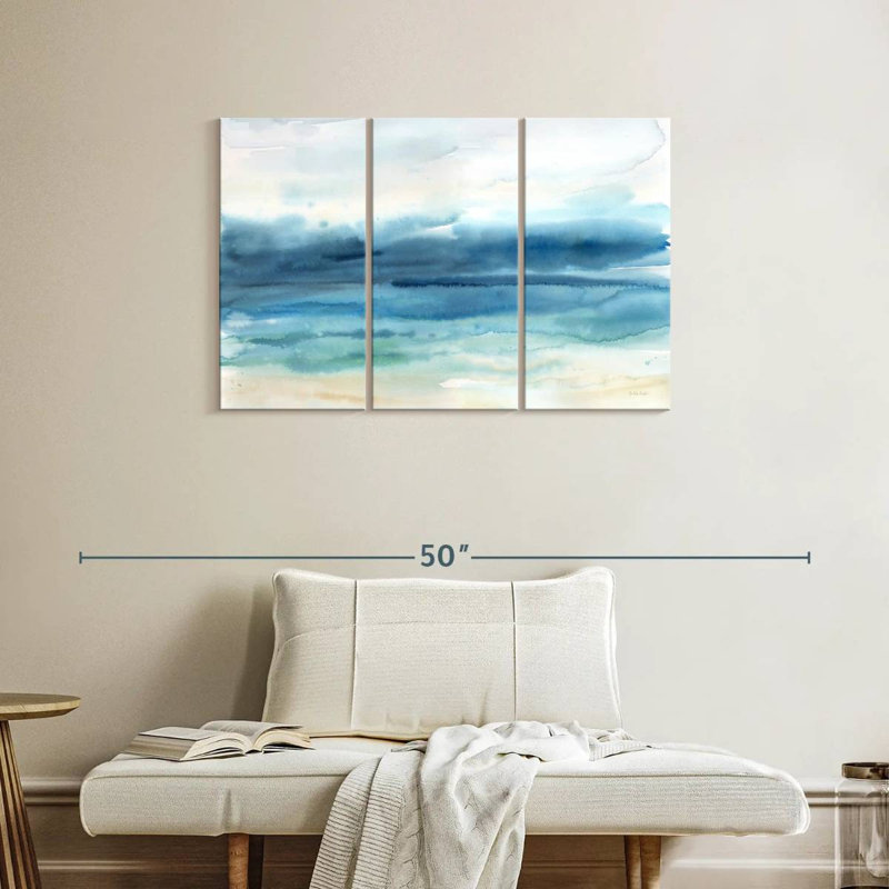 Gillard indigo paysage marin, H 24 po x l 38 po
