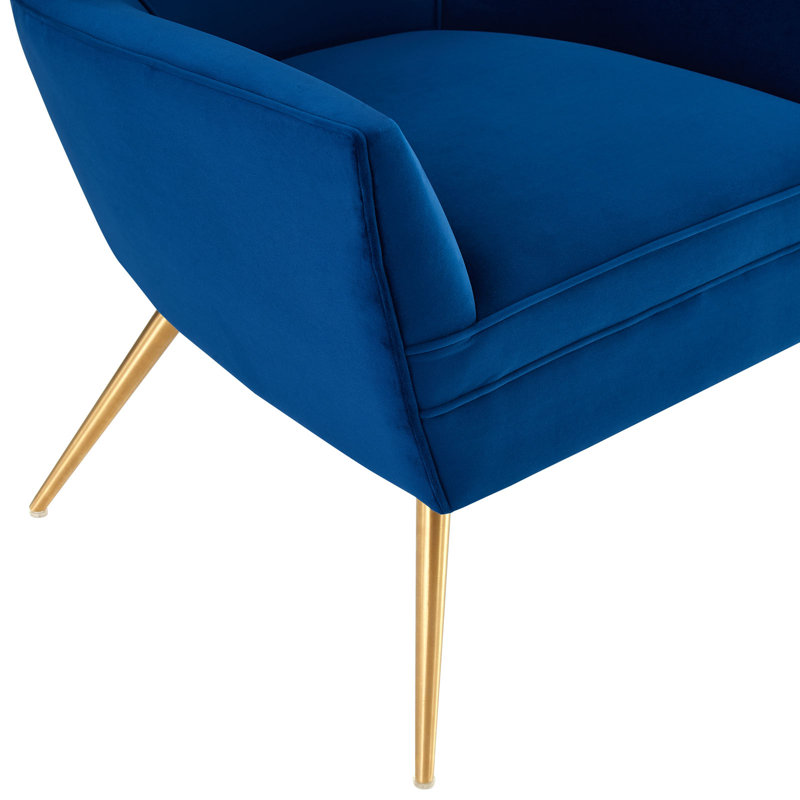 Fauteuil en velours capitonné Performance, Velours bleu marine