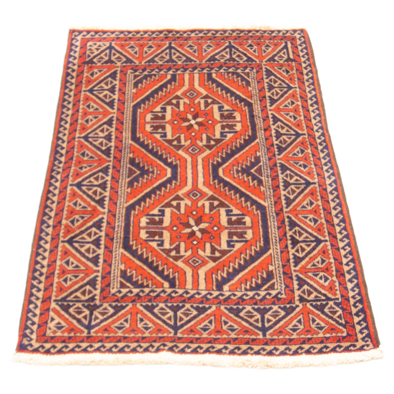 Tapis bleu marine foncé en laine noué à la main de conception unique 2 pi 10 po x 4 pi 11 po New Age