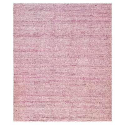 Pink Solid Textured Silk Rug - 8' x 10'
