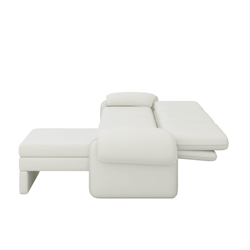 Canapé en L 94,1 po, canapé-lit avec dossier réglable, méridienne réversible et deux coussins d'accoudoirs amovibles, Beige