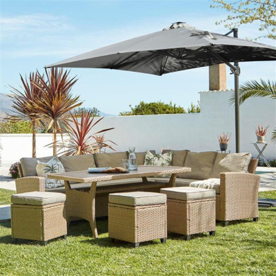 Aston Rattan 9 - Person Seating Group with Cushions