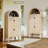 71" Tall Arched Fluted Storage Cabinet, Modern Arched Pantry Cabinet with 4 Tier Shelves-2100838316
