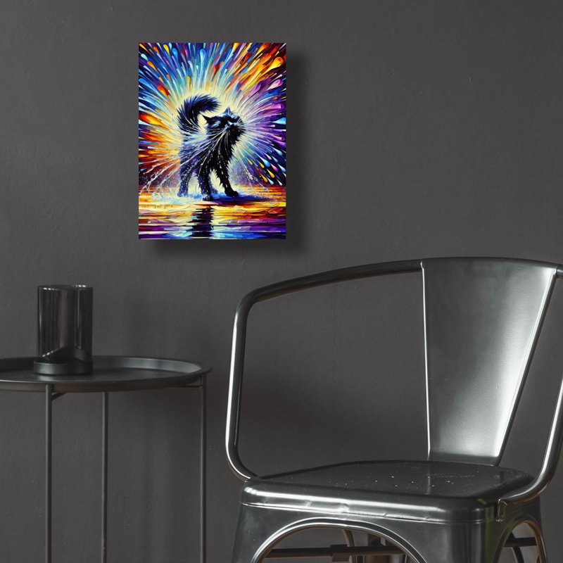 «Shake It Off Kitty» par Rich Monet, art mural en verre acrylique, H 16 po x l 12 po x P 0,13 po
