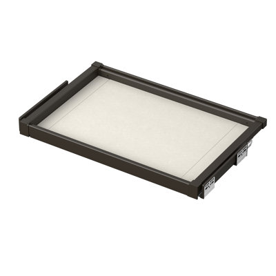 Support de rangement coulissant avec glissière silencieuse et silencieuse, fermeture douce, cadre brun foncé, pour largeur intérieure de garde-robe 28,45 po à 30,42 po