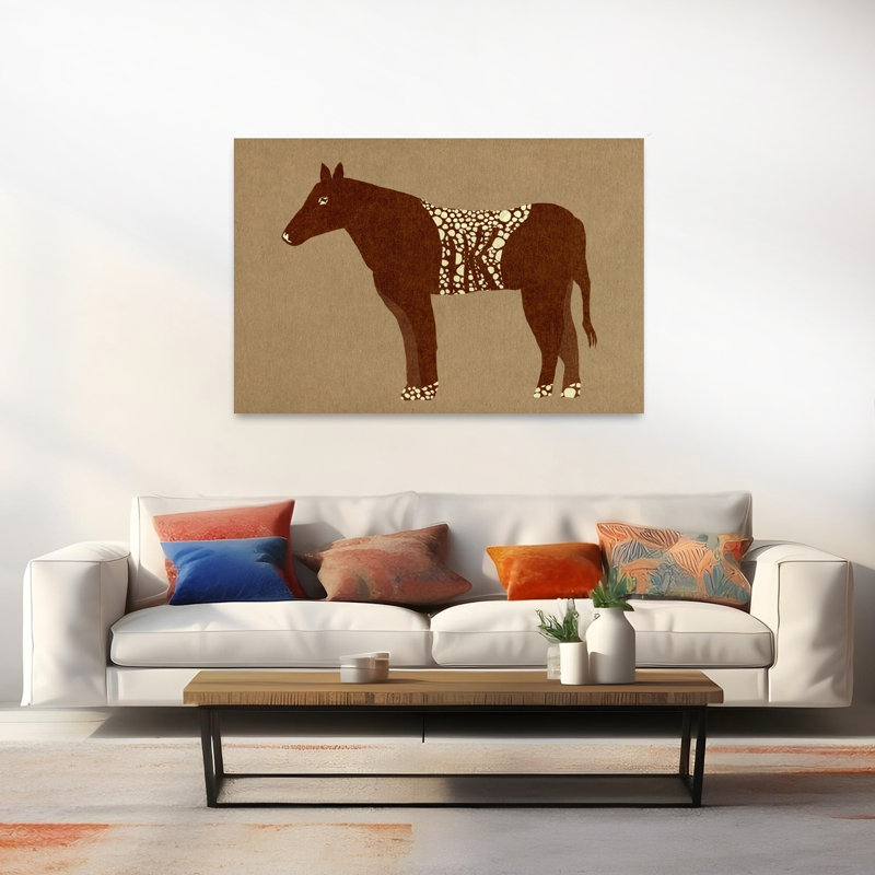 Impression d'art mural tacheté forêt cheval abstrait contemporain minimaliste forêt forêt, 40" H x 60" W