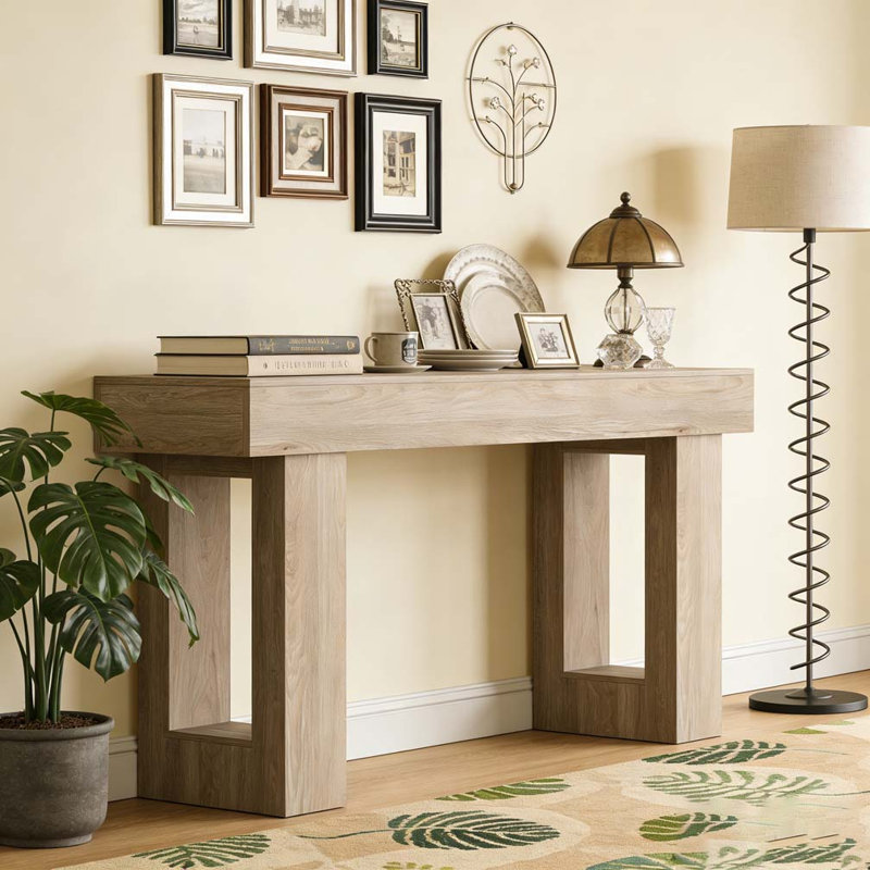 Wooden Sofa Console Table For Entryway, Mix Brown