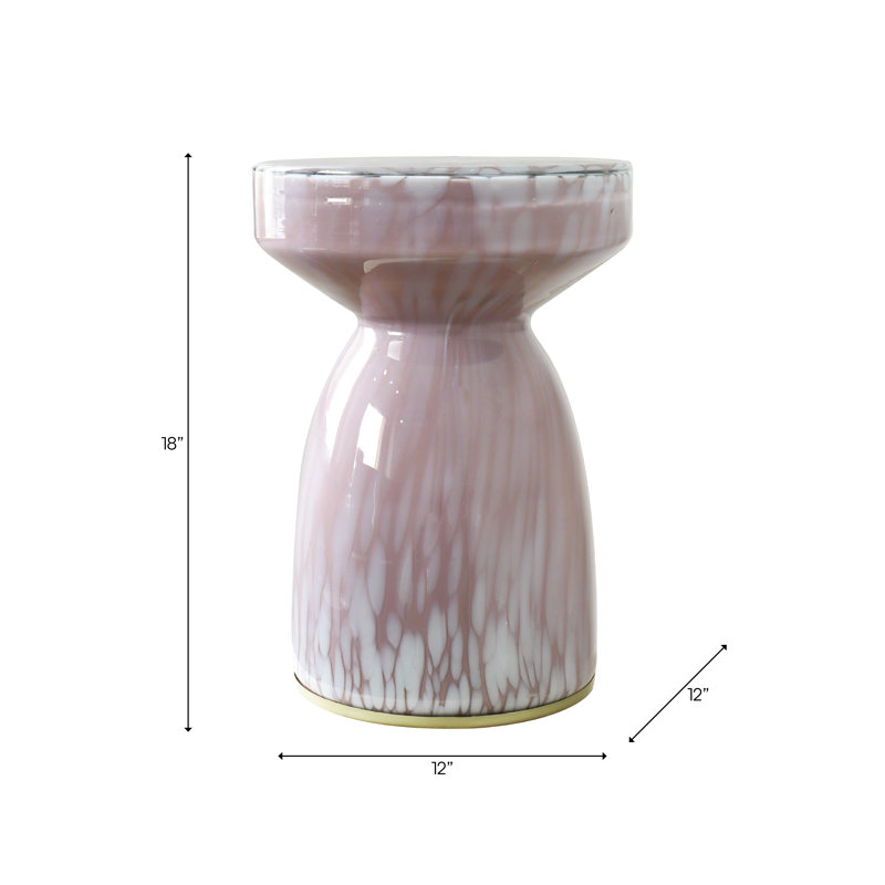 Iridescent Glass Accent Table with Artistic Design and Sturdy Base.