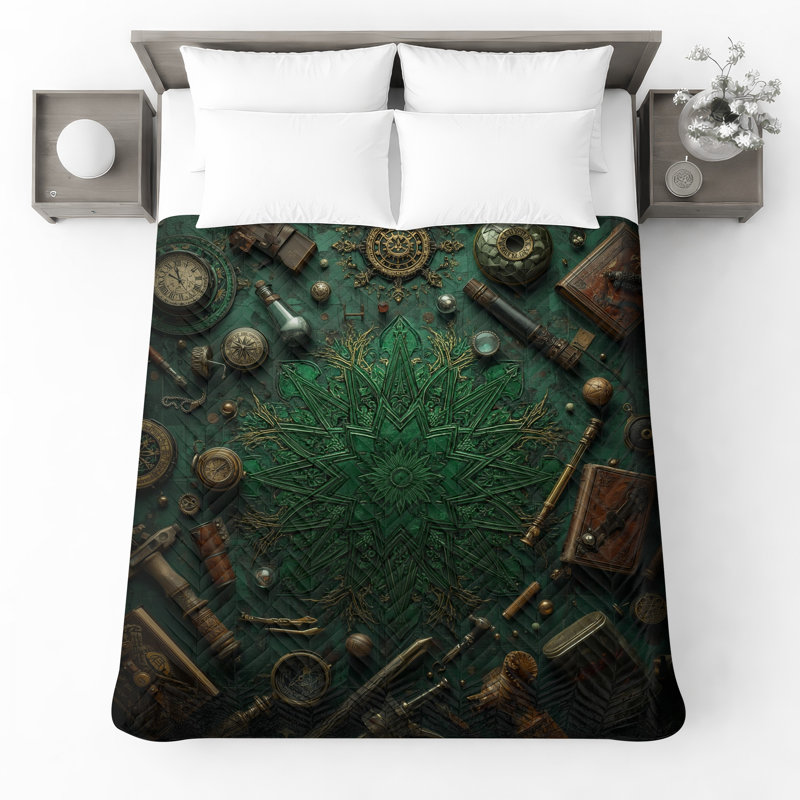 Couvre-lit matelassé Steampunk Collection Compass toutes tailles, Double