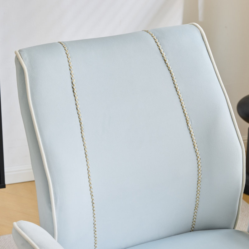 28.5“ W Velvet Dovetail Swivel Office Chair, White/Green