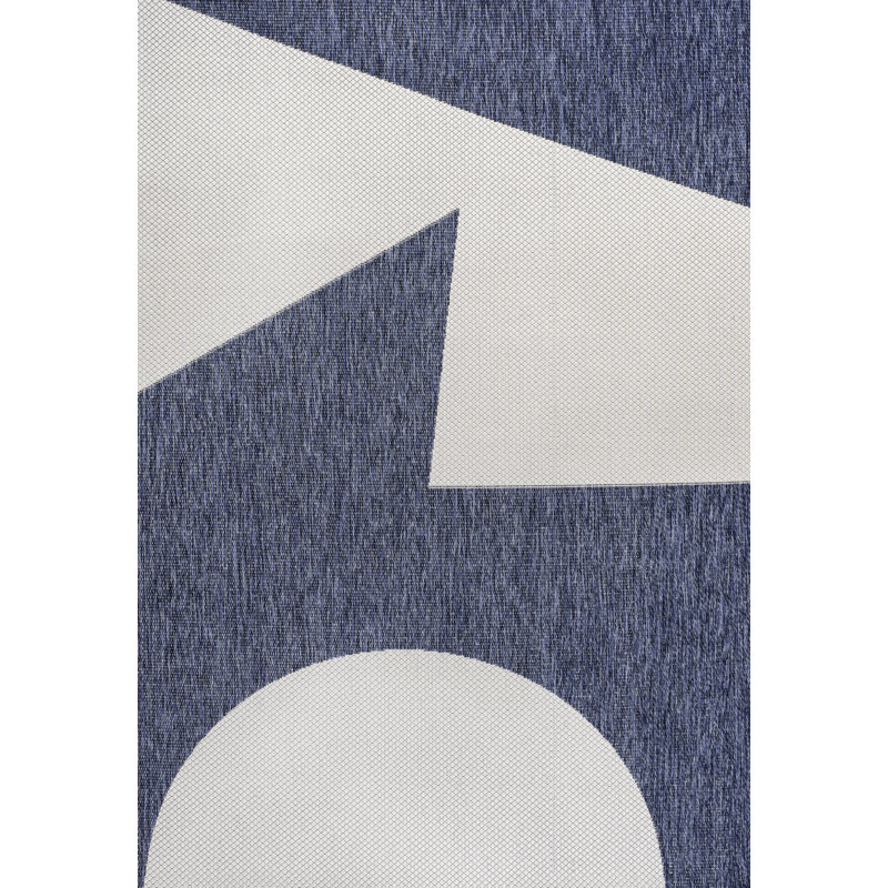 Orbie Modern Geometric Abstract Two-Tone Navy/Cream Indoor/Outdoor Rug, Rectangle 7'10" x 10'