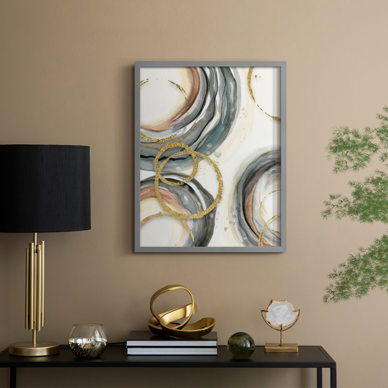 «Gold Elasticity I», reproduction encadrée - bois massif, Gris, H 15 po x l 12 po