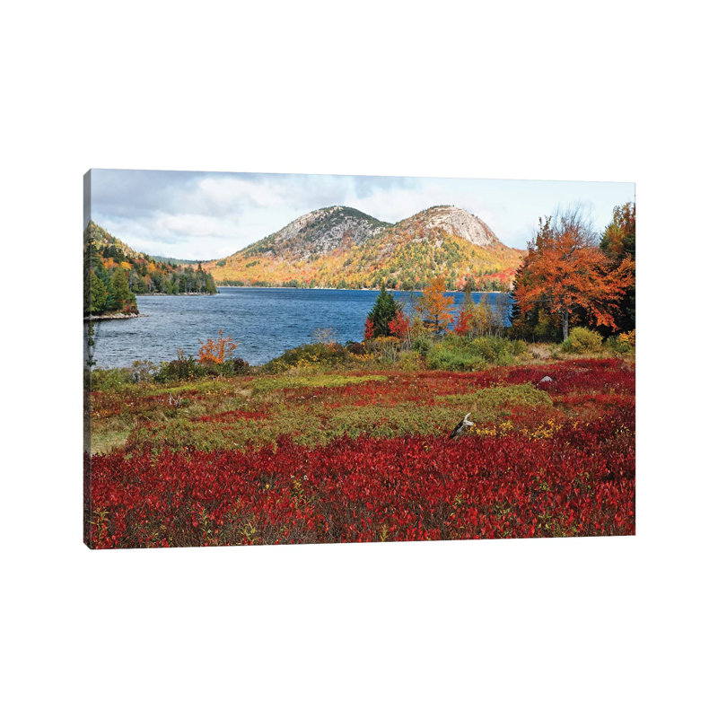 Jordan Pond and the Bubbles, Fall Scenic View, Acadia National Park, Maine 1 Piece Wrapped Canvas Wall Art