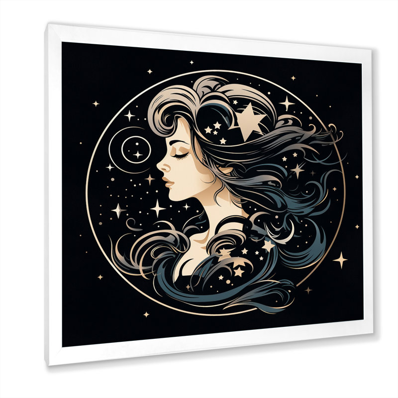 Astrologique astrologique, H 24 po x l 24 po x P 1 po, Cadre simple blanc