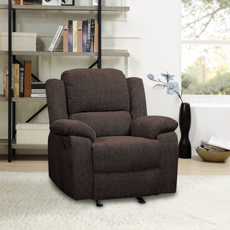 Brown Velvet Recliner with Wood Frame