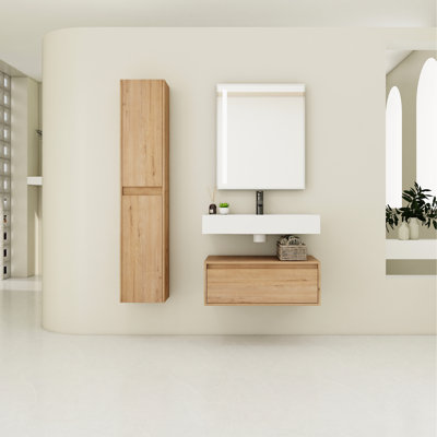 Stylish Bathroom Sink With Resin Basin And Drawer Modern Vanity Top Side Storage Units - Design