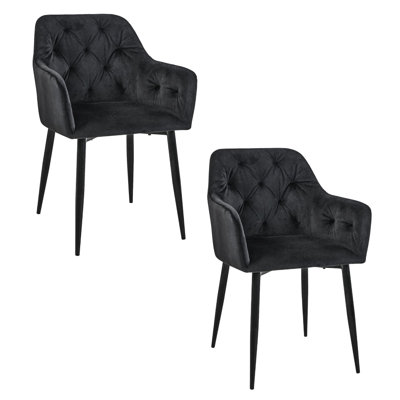Kimballton 49cm H Tufted Velvet Upholstered Upholstered Back Side Chair in Black
