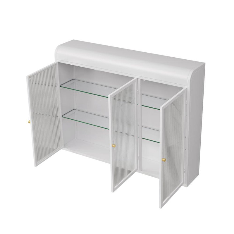 Elegant 3-Door Arched Cabinet, White