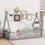 Lit de sol gris en forme de tente avec garde-corps et lattes Gray Watsons-1905243954