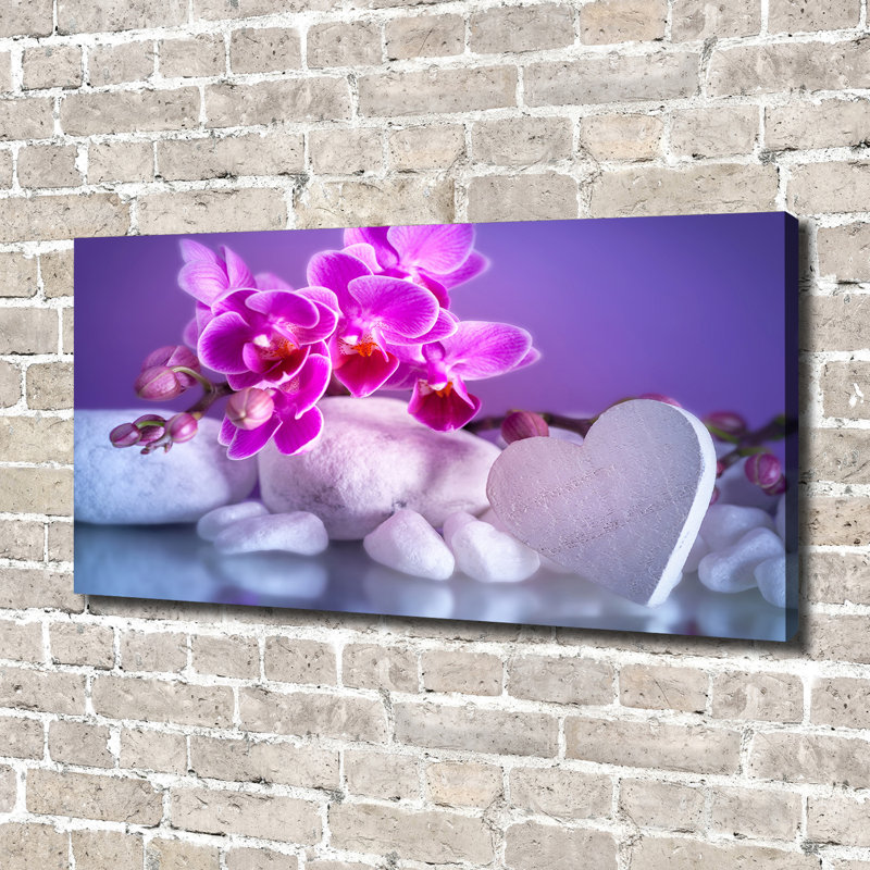 Orchid And Heart - No Frame Print, Canvas, 70cm H x 140cm W