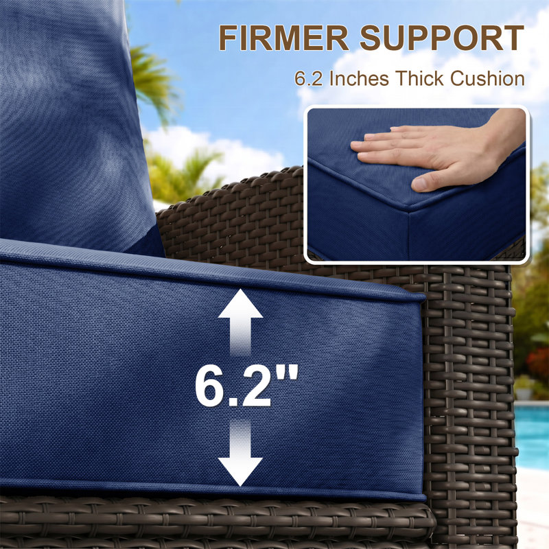 24 x 24 x 6.2 inch Outdoor Olefin Chair Cushion Set,Comfortable, Durable, Weather-Resistant Design, 2, Blue