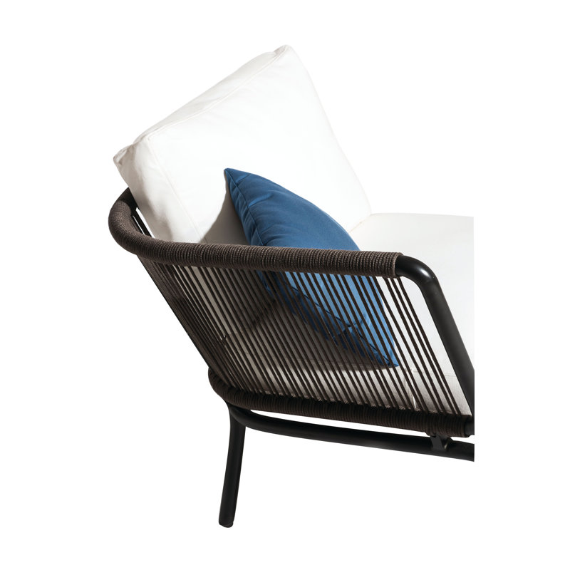 Chaise de patio avec coussins Yland, Toile Sunbrella® naturel, Anthracite / taupe