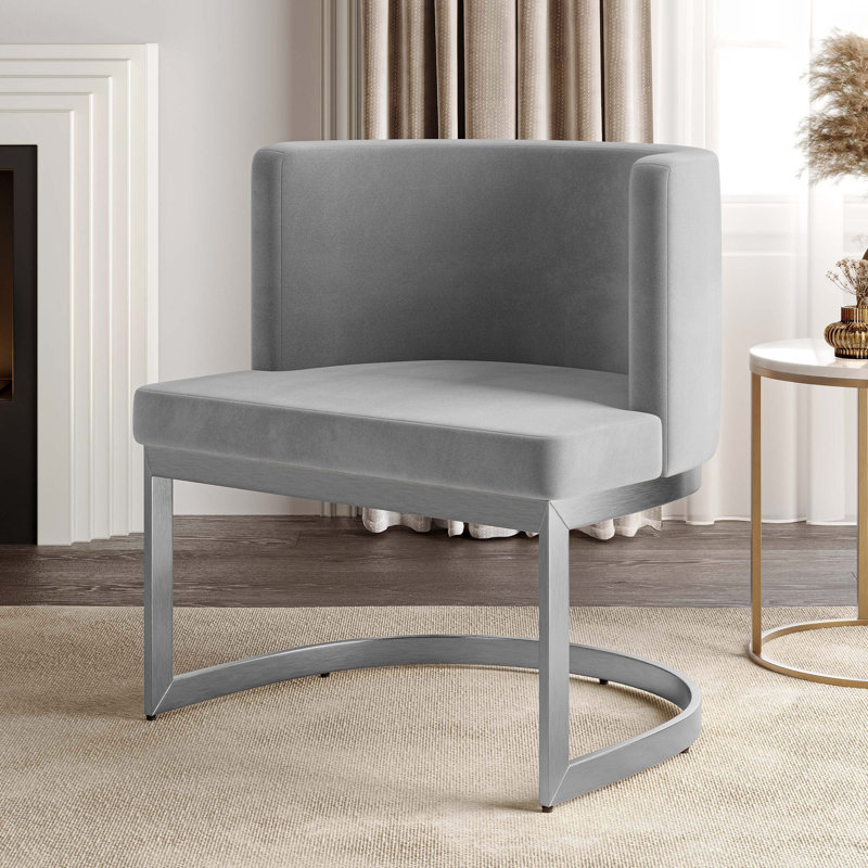 Chaise d'appoint 26,77 po, Chrome, Velours gris
