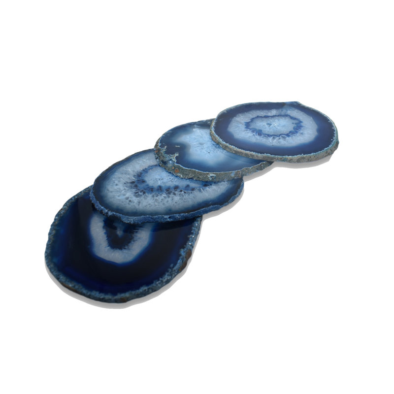 Agate 4 Piece Coaster Set, Blue