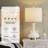 23.5" White Ceramic Table Lamp with USB & Type-C Ports and Pre-Assembled Linen Shade-873968585