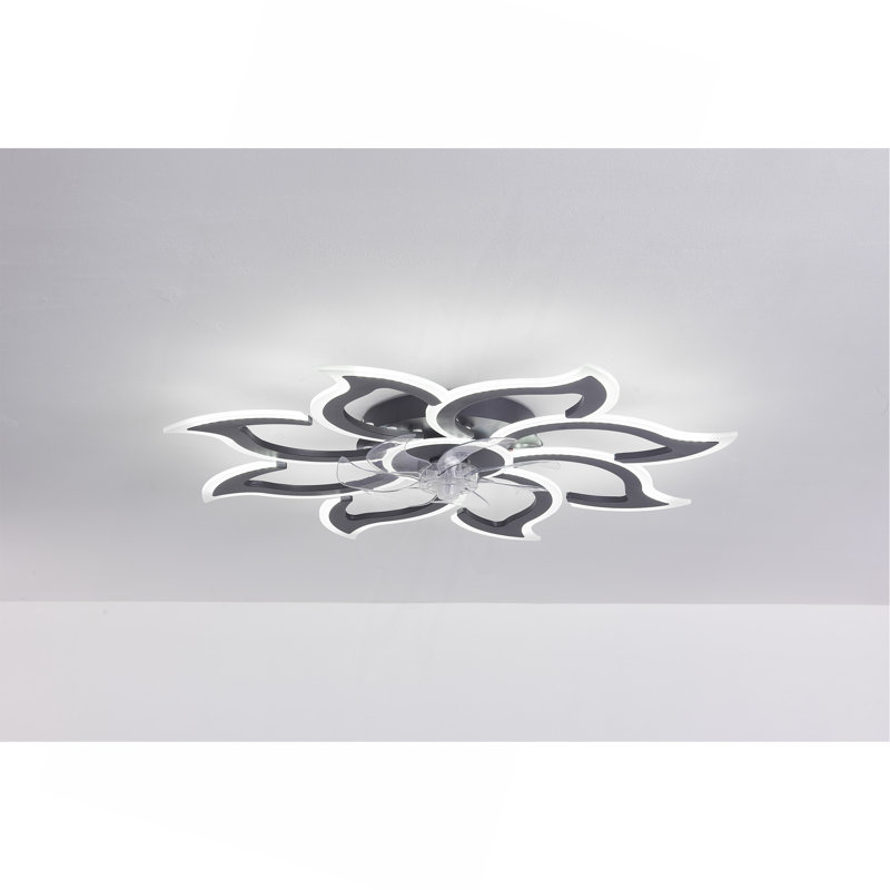 Ventilateur de plafond 35,4 po noir avec lumières, télécommande 3 températures de couleur, ventilateur à 6 vitesses