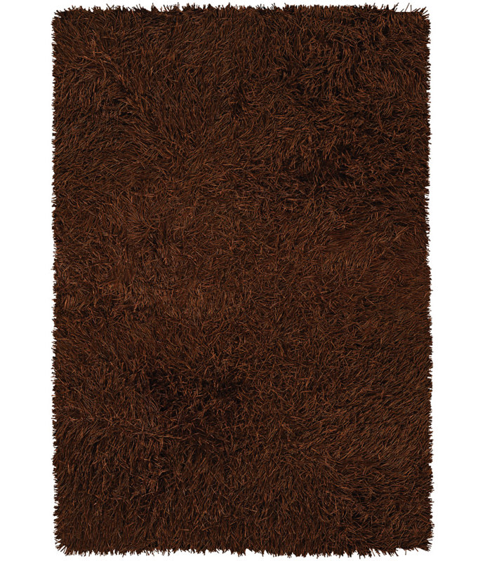 Tapis à poil long fabriqué à la main Bensonhurst, Rectangle 5 pi x 7 pi 6 po, Marron foncé