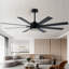 Ventilateur de plafond 65 pales noir / noyer de 65 po avec lumière DEL, télécommande et commande APP, pales à deux tons, moteur à courant continu-107053388