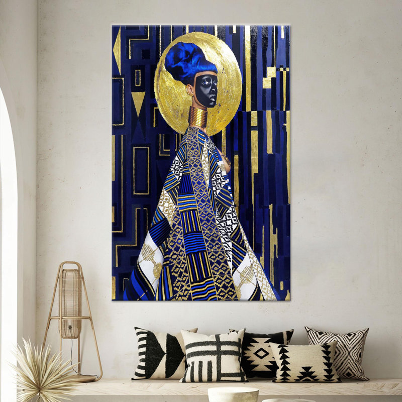Reproduction d'art sur toile imprimée: Femme noire abstraite en or, toile tendue 1P, H: 27,6 po x l: 19,7 po