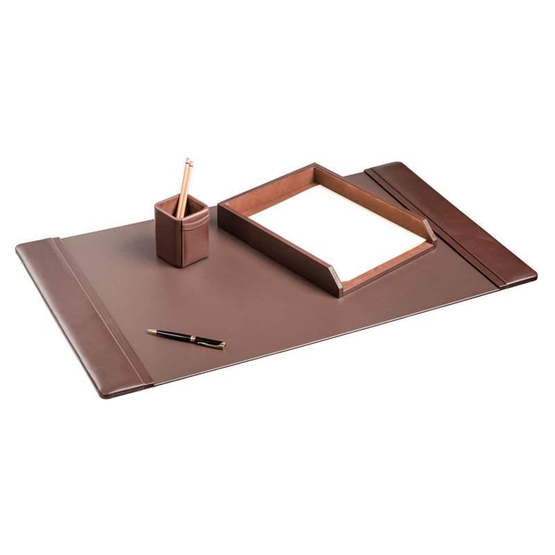 Wycombe Leather Desk Organizer Set, Chocolate Brown