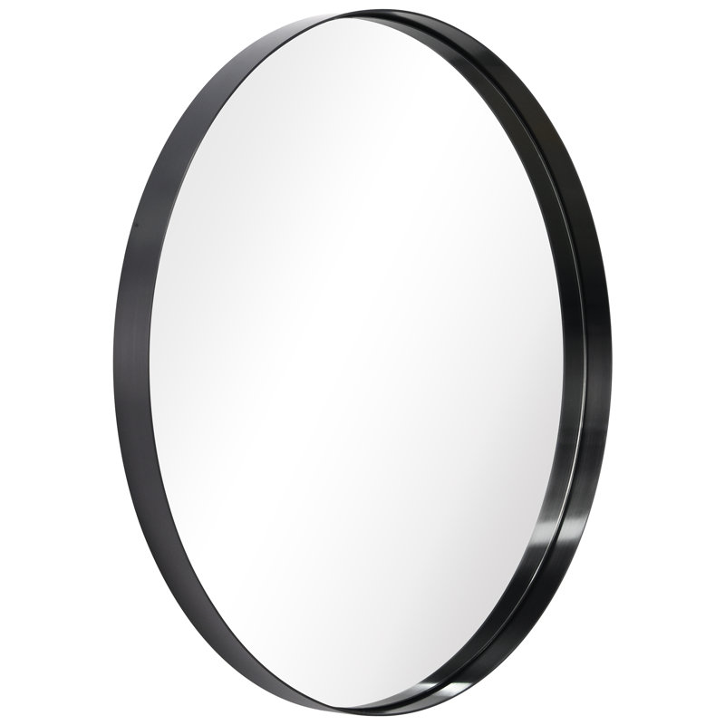 Stainless Steel Round Mirror, Brushed Black