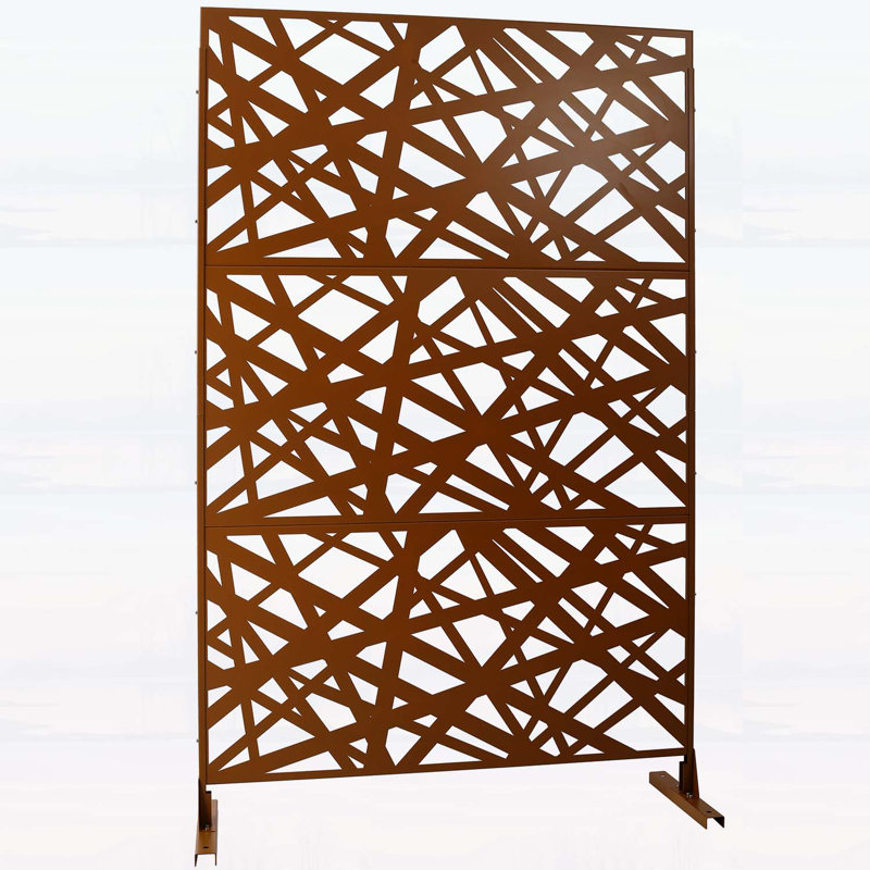 Écran d'intimité élégant en métal pour l'extérieur, idéal pour le patio et le jardin, Brown