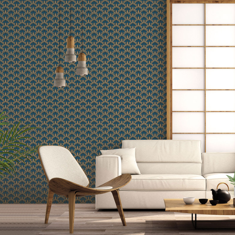 Worthington 10m x 53cm Metallic Wallpaper Roll, Blue/Gold
