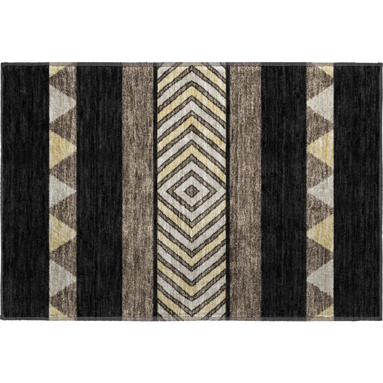 Premium Machine Washable Prisco Black Rug