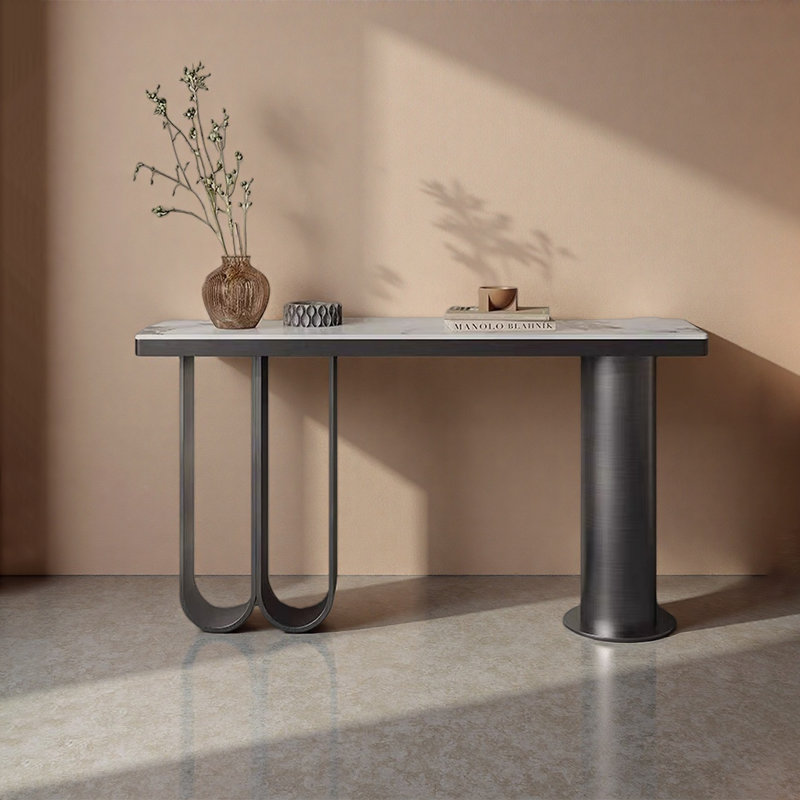 Table d'entrée Modern, H 33,46 po x l 62,99 po x P 13,78 po, Gris
