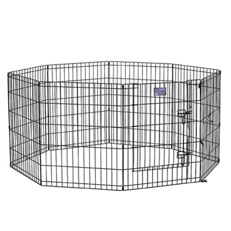 Black Metal 24"H Pet Exercise Playpen with Door