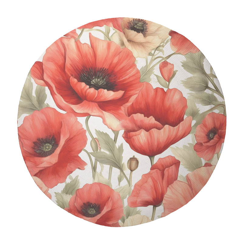 Flora Flow Braided Rug, Round 5'