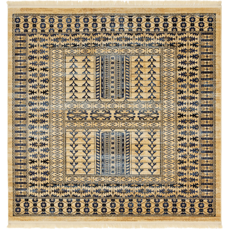 Tapis oriental beige Angeliya, Carré 8 pi
