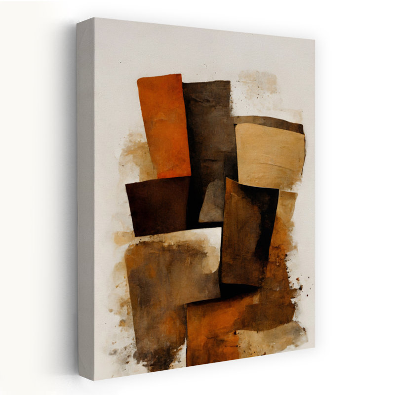 «Earthy Layers», reproduction d'art géométrique murale contemporaine abstraite, H 48 po x l 32 po