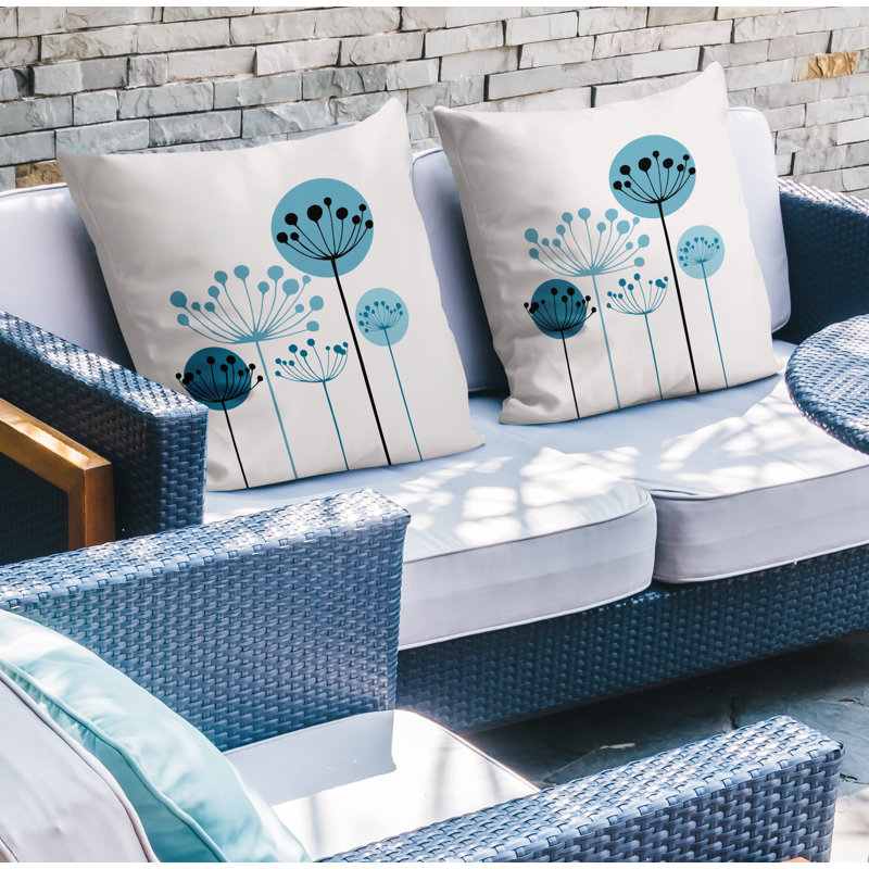 Housse et insert de coussin décoratif intérieur / extérieur en mélange de polyester, L 17 po x H 17 po, Turquoise