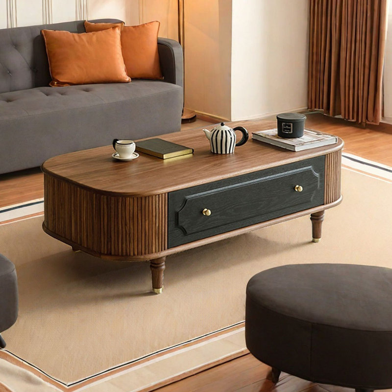 Table basse noire en noyer, H 15,74 po x L 47,24 po x l 23,62 po