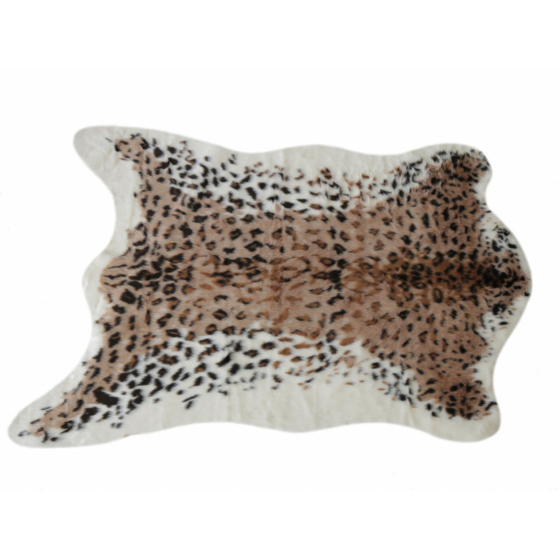 Tapis à imprimé léopard en fausse fourrure noir et brun 4 pi x 5 pi Silloth